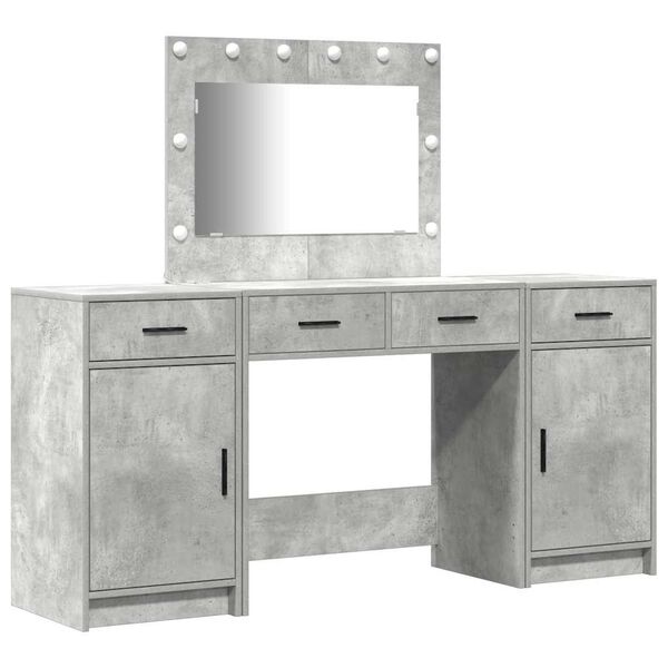 vidaXL Table de Toilette avec tiroir 3 pcs Gris Bois d'ing&eacute;nierie