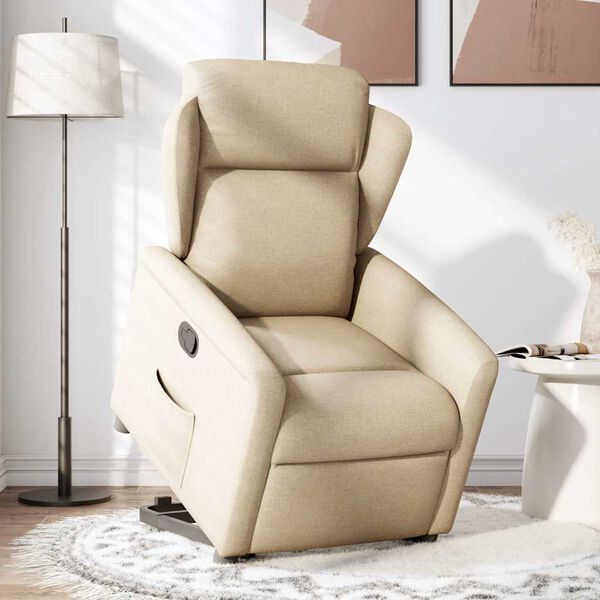 vidaXL Fauteuil inclinable Cr&egrave;me Tissu