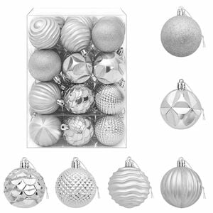 vidaXL Ensemble de boules de No&euml;l 36 pc Argent&eacute; Diam. 6 cm Polystyr&egrave;ne