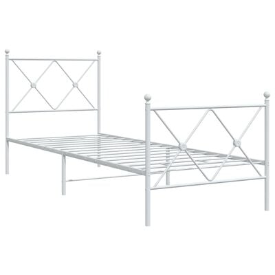 vidaXL Cadre de lit métal sans matelas avec pied de lit blanc 75x190cm