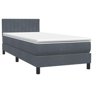 vidaXL Sommier &agrave; lattes de lit et matelas gris fonc&eacute; 90x220 cm velours