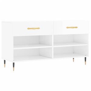vidaXL Banc &agrave; chaussures blanc brillant 102x35x55 cm bois d'ing&eacute;nierie