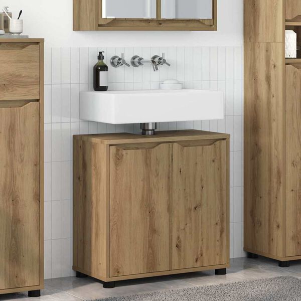vidaXL Armoire de lavabo de salle de bain avec &eacute;tag&egrave;re Ch&ecirc;ne artisanal