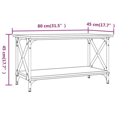 vidaXL Table basse Sonoma gris 80x45x45 cm Bois d'ingénierie et fer
