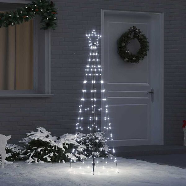 vidaXL Arbre de No&euml;l LED avec piquets au sol Blanc froid 250 cm Fer