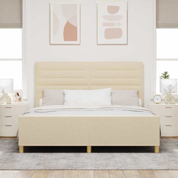 vidaXL Cadre de lit avec t&ecirc;te de lit Cr&egrave;me 180 x 200 cm tissu