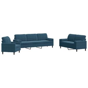 vidaXL Ensemble de canap&eacute;s 3pcs et coussins et traversins bleu velours
