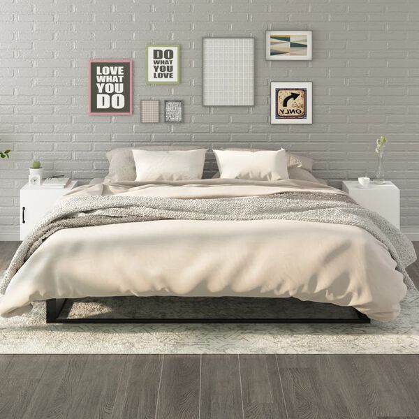 vidaXL Tables de chevet 2 pcs Blanc Bois d'ingénierie