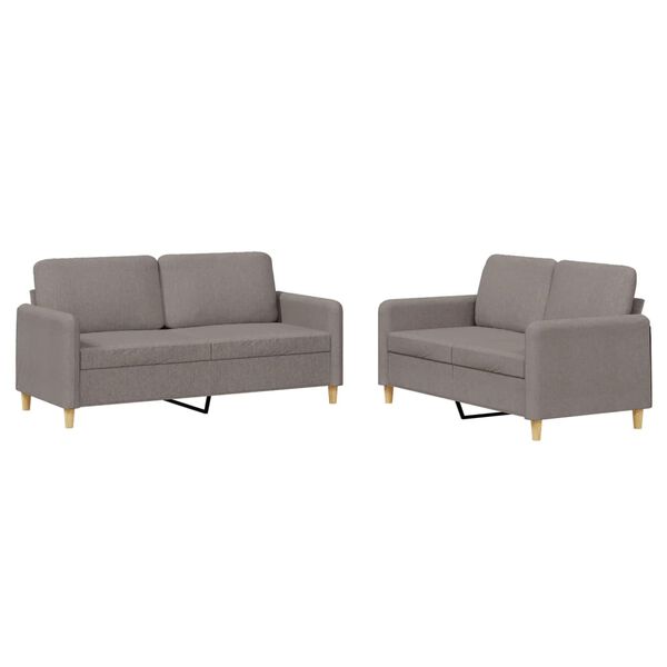vidaXL Ensemble de canap&eacute;s 2 pcs avec coussins Taupe Tissu