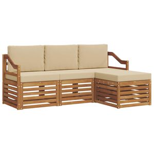 vidaXL Ensemble de canap&eacute;s d'ext&eacute;rieur 4 pc Naturel et Beige