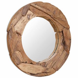 vidaXL Miroir d&eacute;coratif Teck 80 cm Rond
