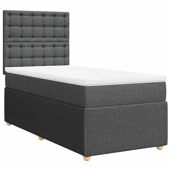 vidaXL Sommier &agrave; lattes de lit avec matelas Gris fonc&eacute; 100x200cm Tissu