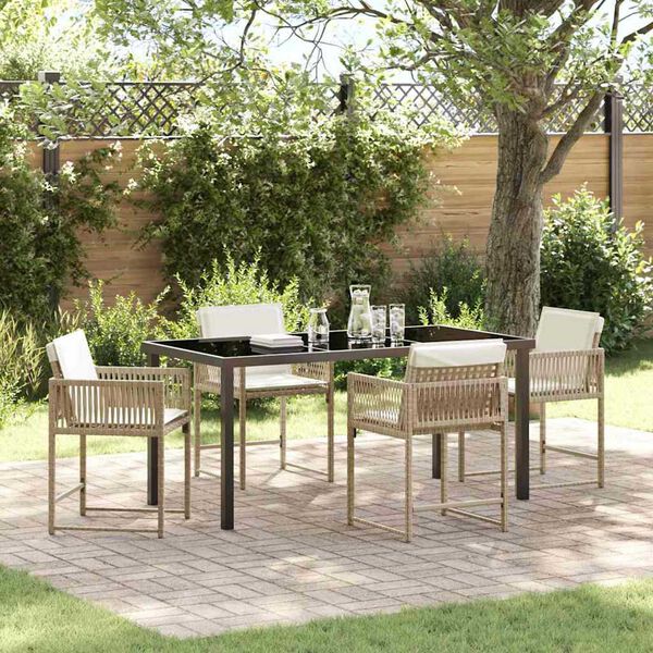 vidaXL Ensemble de salle &agrave; manger pour jardin 5 pcs Beige polyrotin