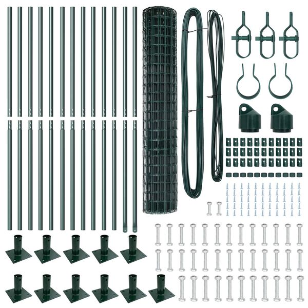 vidaXL Cl&ocirc;ture avec poteau Vert 1,2 x 25 m Acier et PVC