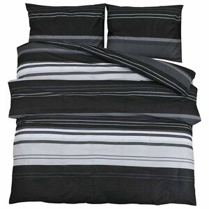 vidaXL 2 pi&egrave;ces 240 x 220 cm + 60 x 70 cm 100% Cotton Black Stripes