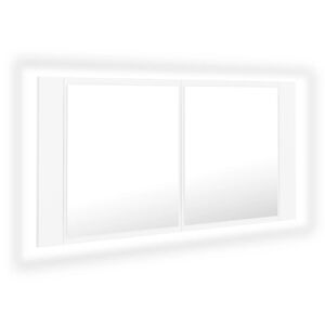 vidaXL Armoire salle de bain &agrave; miroir LED Blanc 90x12x45 cm Acrylique