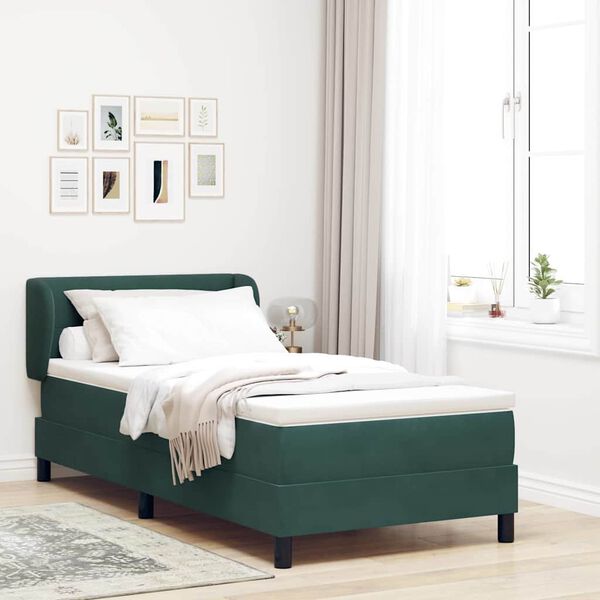 vidaXL Lit &agrave; ressorts avec matelas Vert fonc&eacute; 80 x 200 cm Velours