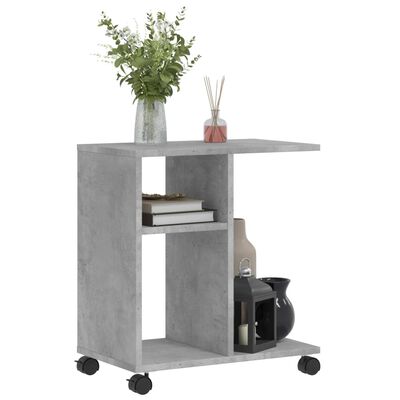 vidaXL Table d'appoint avec roues gris béton bois d'ingénierie