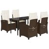 vidaXL Ensemble &agrave; manger de jardin 5 pcs et coussins marron poly rotin
