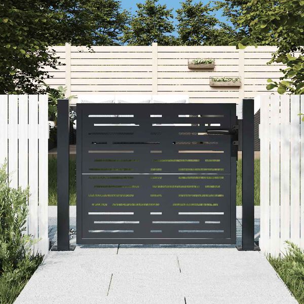 vidaXL Portail de jardin Anthracite 100x75 cm Acier Design carr&eacute;