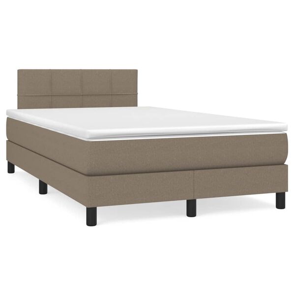 vidaXL Sommier &agrave; lattes de lit avec matelas Taupe 120x200 cm Tissu