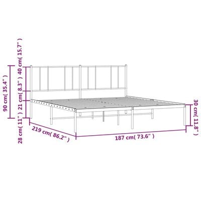 vidaXL Cadre de lit métal sans matelas avec tête de lit noir 183x213cm