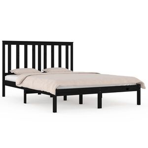 vidaXL Cadre de lit sans matelas noir bois massif 140x190 cm