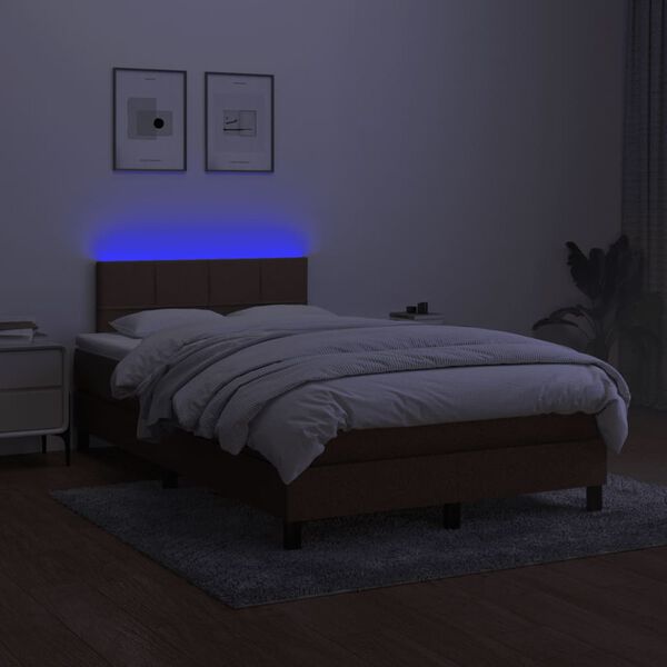 vidaXL Sommier &agrave; lattes de lit matelas et LED Marron fonc&eacute; 120x200 cm