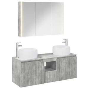 vidaXL Ensemble d'armoire de salle de bain 4 pc Gris b&eacute;ton