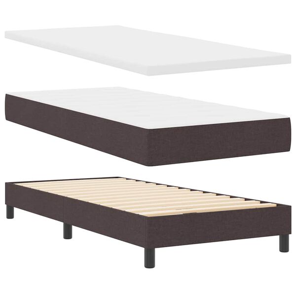vidaXL Lit boxspring avec matelas Marron fonc&eacute; 90 x 190 cm