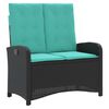 vidaXL Banc inclinable de jardin avec coussins noir r&eacute;sine tress&eacute;e
