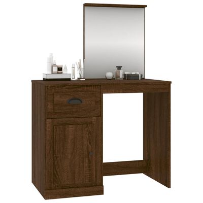 vidaXL Coiffeuse et miroir chêne marron 90x50x132,5 cm bois ingénierie