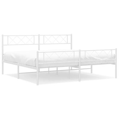 vidaXL Cadre de lit métal sans matelas et pied de lit blanc 200x200 cm