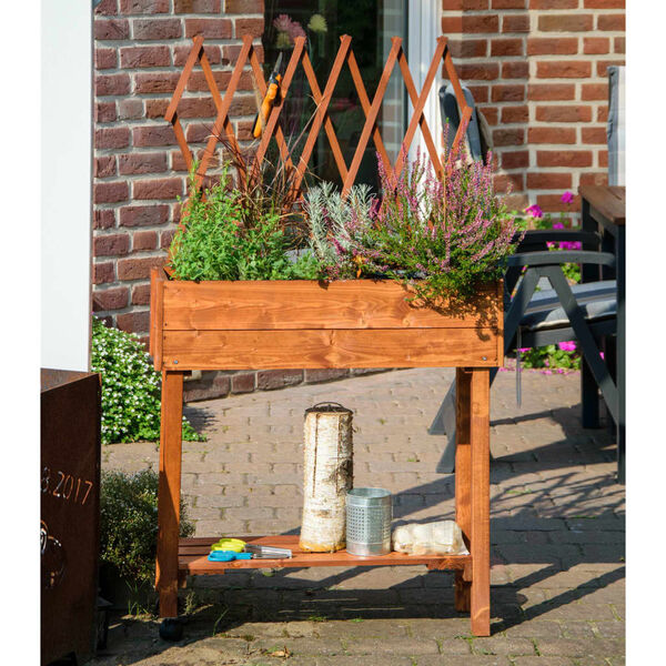 dobar Lit sur&eacute;lev&eacute; mobile avec treillis marron