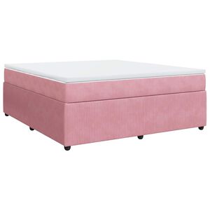 vidaXL Sommier &agrave; lattes de lit avec matelas Rose 180x200 cm Velours