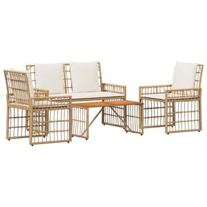 vidaXL Ensemble de meubles d'ext&eacute;rieur 4 pc Blanc Naturel et Cr&egrave;me