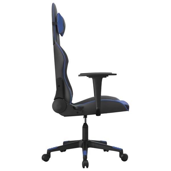 vidaXL Chaise de jeu de massage Noir et bleu Similicuir