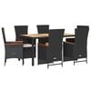 vidaXL Ensemble &agrave; manger de jardin coussins 7pcs Noir R&eacute;sine tress&eacute;e