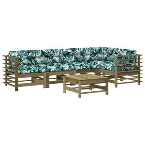 vidaXL Salon de jardin 6 pcs avec coussins bois de pin impr&eacute;gn&eacute;