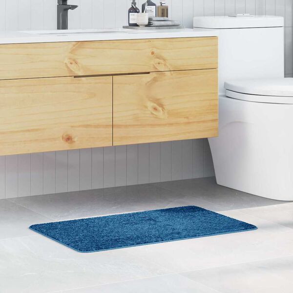 vidaXL Tapis de bain antid&eacute;rapant Bleu 50 x 80 cm PP