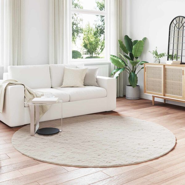 vidaXL Tapis en Fourrure Synth&eacute;tique de Lapin Olite Beige &Oslash; 200 cm