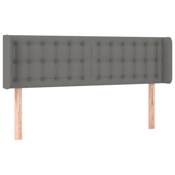 vidaXL T&ecirc;te de lit &agrave; LED Gris fonc&eacute; 147x16x78/88 cm Tissu