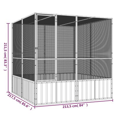 vidaXL Cage à oiseaux Gris 213,5x217,5x211,5 cm Acier galvanisé
