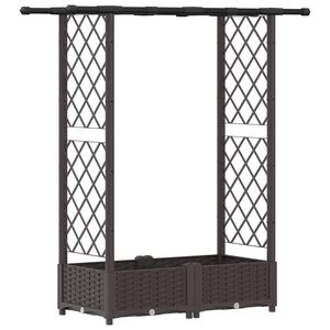 vidaXL Lit &Eacute;lev&eacute; avec Treillis et Toit Marron 122,5 x 40 x 123 cm PP