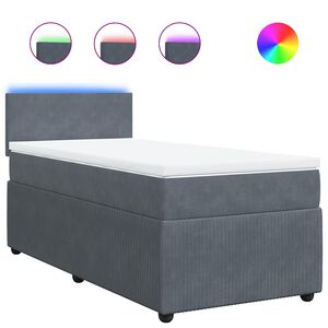 vidaXL Sommier &agrave; lattes de lit et matelas Gris fonc&eacute; 90x190 cm Velours