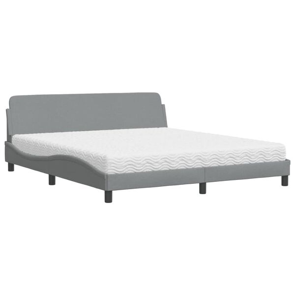 vidaXL Lit avec matelas Dover gris clair 180x200 cm tissu