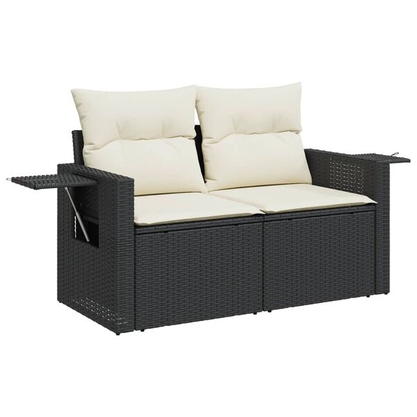 vidaXL Salon de jardin avec coussins 13 pcs noir r&eacute;sine tress&eacute;e