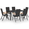 vidaXL Ensemble &agrave; manger de jardin 7 pcs noir et marron