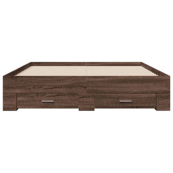 vidaXL Cadre de lit avec tiroirs sans matelas ch&ecirc;ne marron 150x200 cm