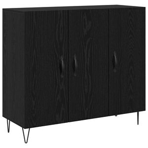 vidaXL Buffet Ch&ecirc;ne noir 90 x 32,5 x 80 cm Bois d'ing&eacute;nierie